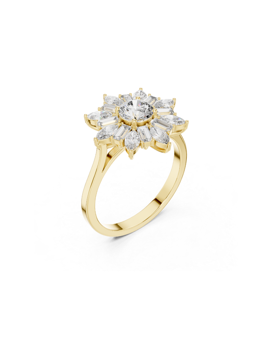 Flower Shape Lab Grown Diamond Ring