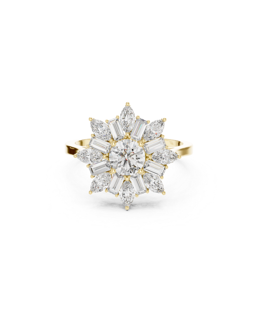 Flower Shape Lab Grown Diamond Ring