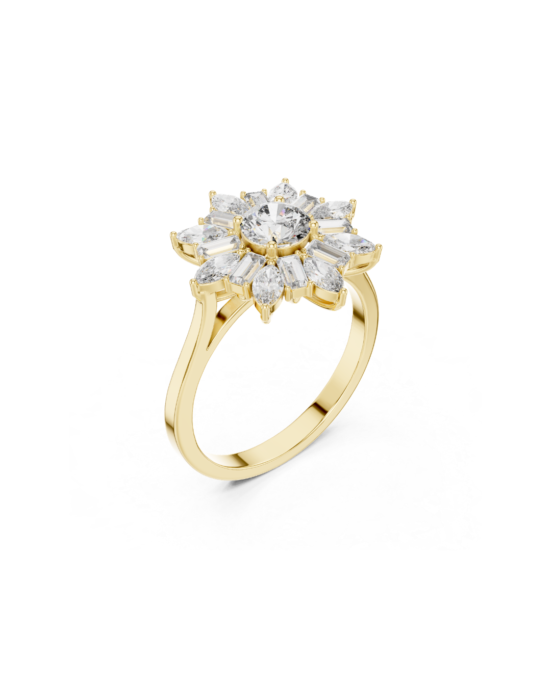 Flower Shape Lab Grown Diamond Ring