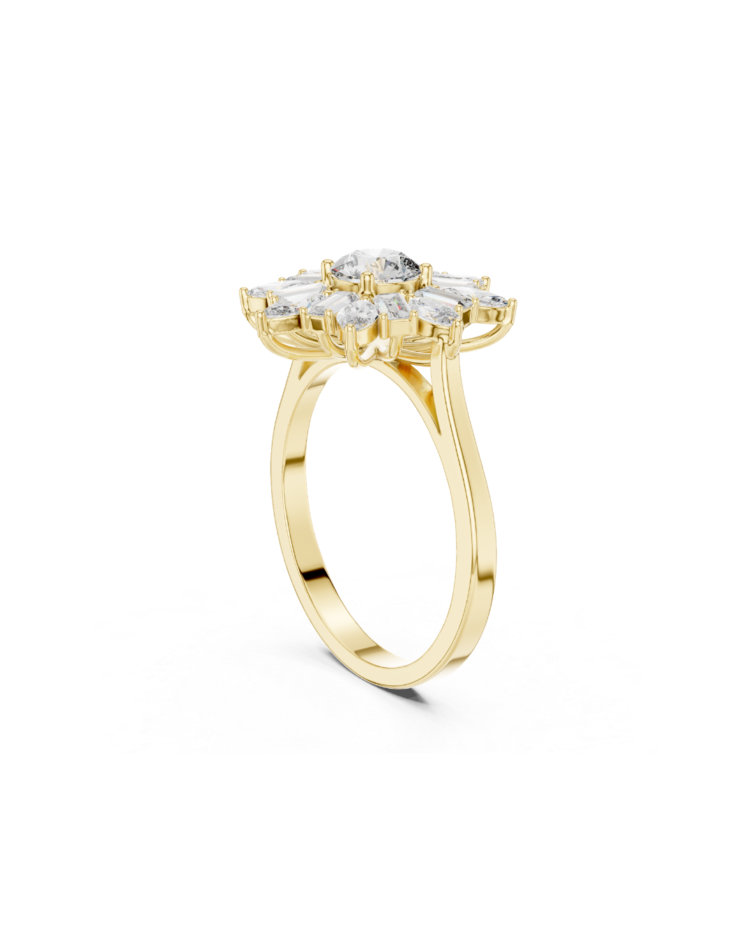 Flower Shape Lab Grown Diamond Ring