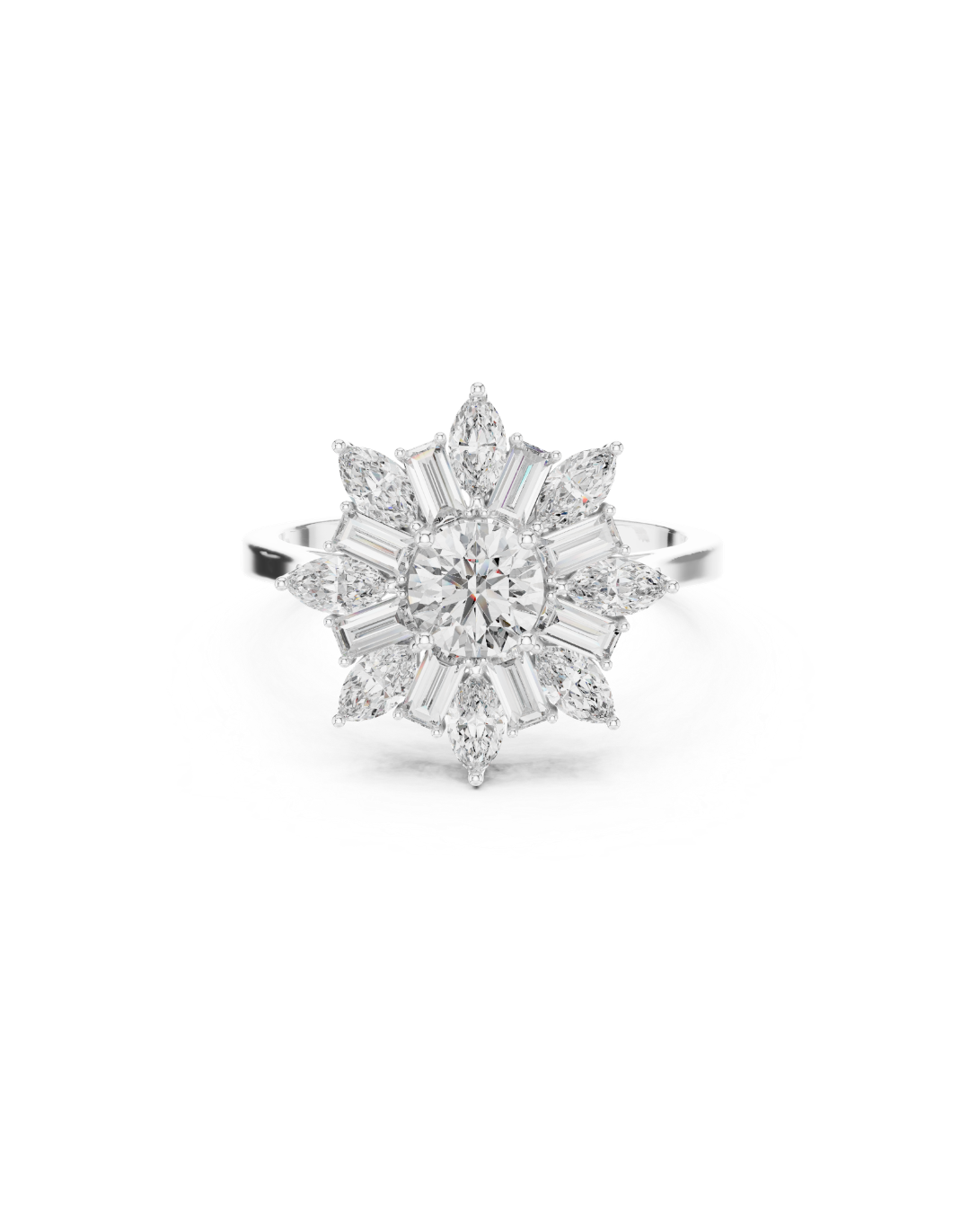 Flower Shape Lab Grown Diamond Ring