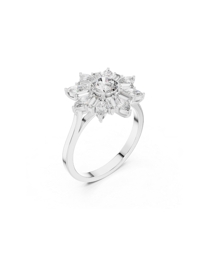 Flower Shape Lab Grown Diamond Ring