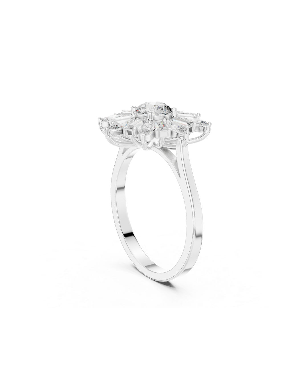 Flower Shape Lab Grown Diamond Ring