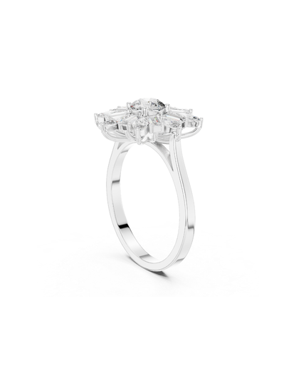 Flower Shape Lab Grown Diamond Ring