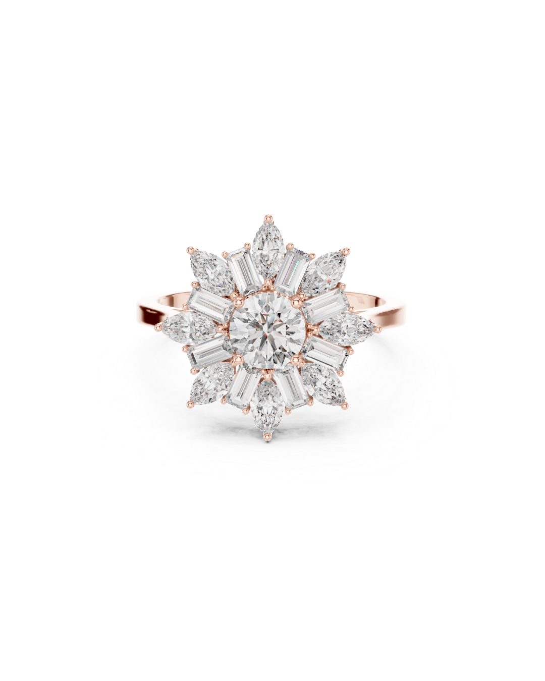 Flower Shape Lab Grown Diamond Ring
