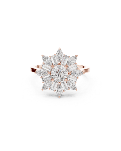 Flower Shape Lab Grown Diamond Ring