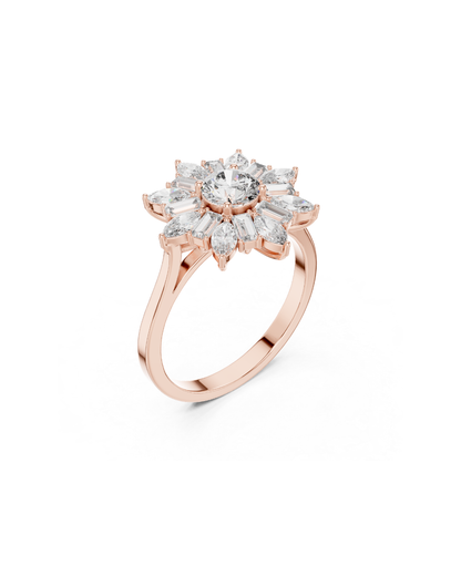 Flower Shape Lab Grown Diamond Ring