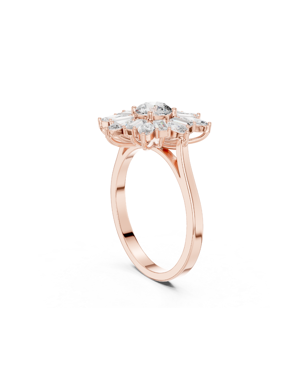 Flower Shape Lab Grown Diamond Ring