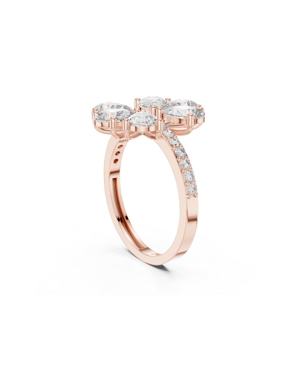 Flower Shape Lab Grown Diamond Ring